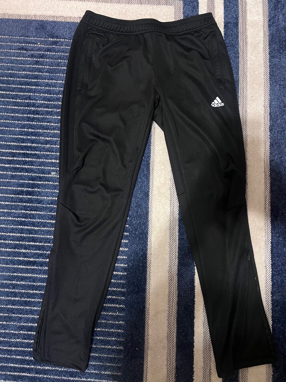 Adidas Climalite Mens Large L Black Track Pants Athletic Training Zippers - Picture 1 of 5